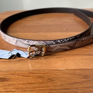 White House Black Market Snake Print Belt with Gold Buckle